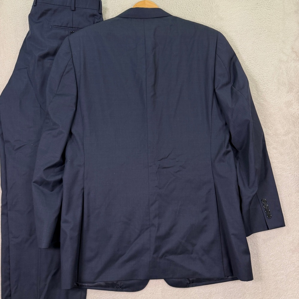 Jos A Bank Mens 44XL Tailored Fit Suit Signature Gold Navy Blue Wool Plaid 36x34 - Picture 10 of 16